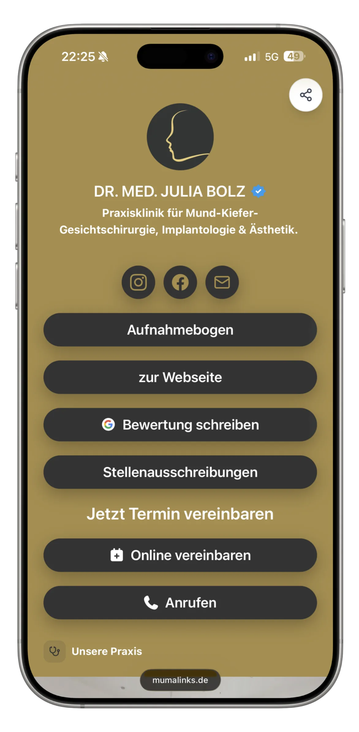 mumalinks Profilseite von Dr. med. Julia Bolz